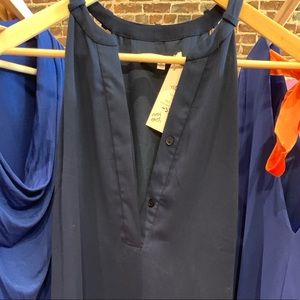 Navy deep V-Neck Sleeveless Dress